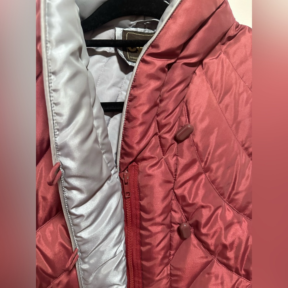 Vintage Down Parka - Women's Vtg Quilted Burgundy Parka - Size 14 - Picture 5 of 11